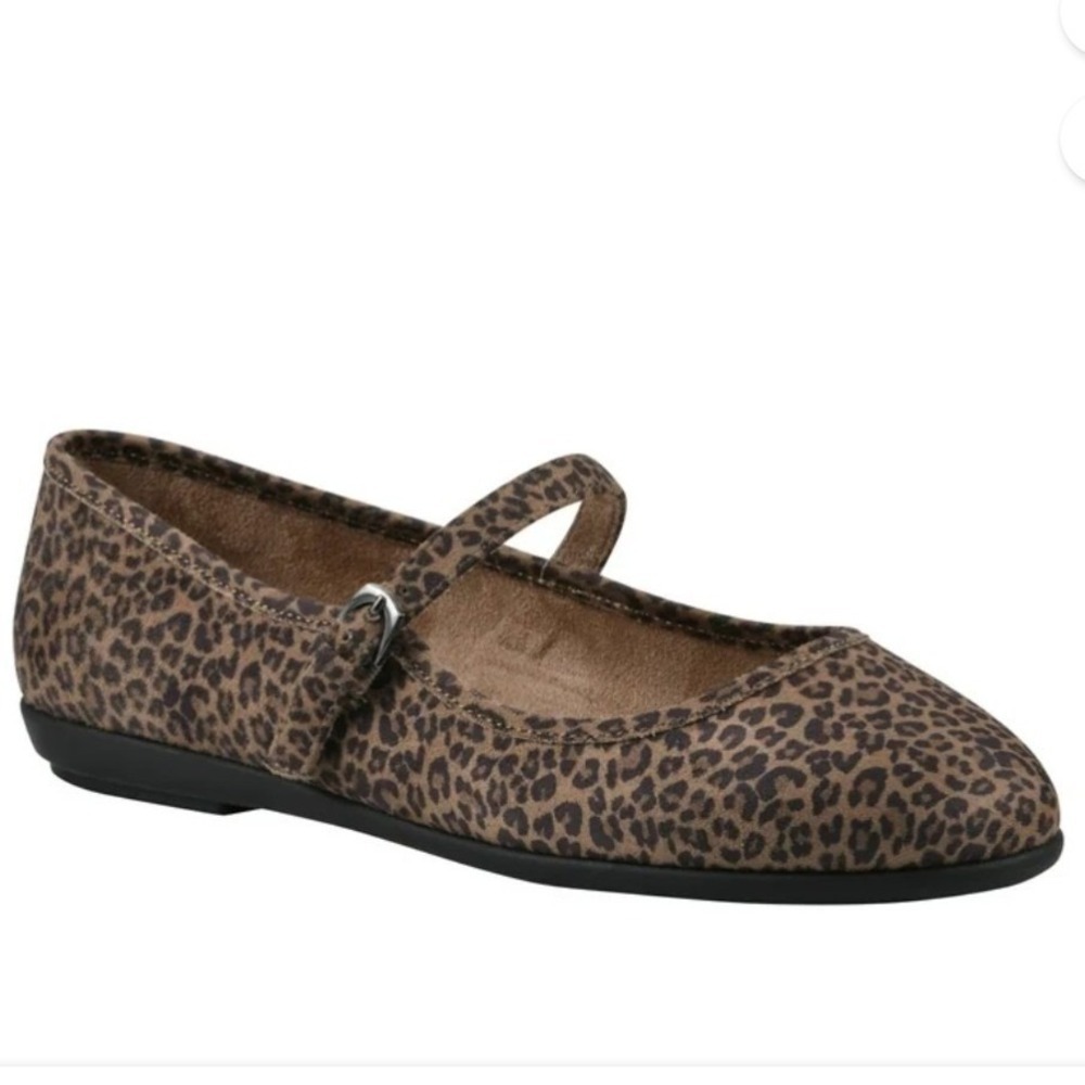Aerosoles Baylee Leopard Mary Jane Flats 12W Wide Comfort - Picture 2 of 8